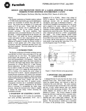 Design and prototype tests of a large-aperture 37-53 MHz ferrite-tuned booster synchrotron cavity