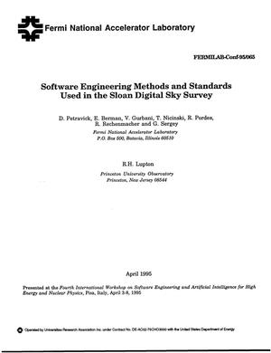 Software engineering methods and standards used int he sloan digital sky survey