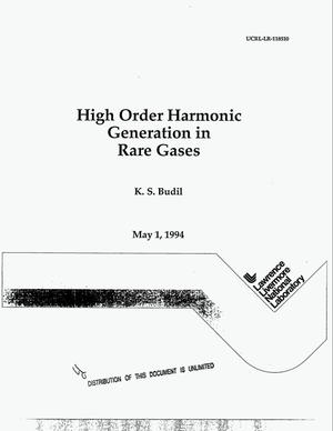 High order harmonic generation in rare gases