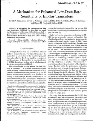 A Mechanism for Enhanced Low-Dose-Rate Sensitivity of Bipolar Transistors