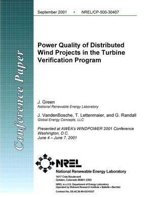 Power Quality of Distributed Wind Projects in the Turbine Verification Program