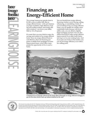 Financing an Energy-Efficient Home: Energy Efficiency and Renewable Energy Clearinghouse (EREC) Fact Sheet
