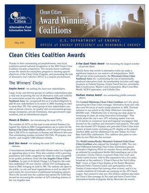 Clean Cities Coalition Awards: Clean Cities Alternative Fuel Information Series Fact Sheet