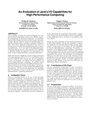 An evaluation of Java's I/O capabilities for high-performance computing.
