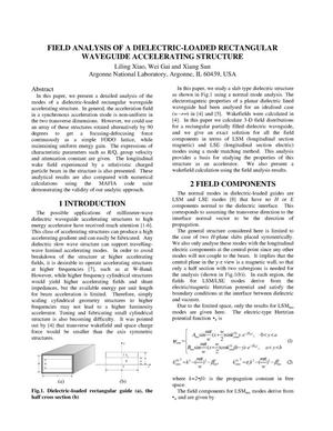 Field analysis of a dielectric-loaded rectangular waveguide accelerating structure.