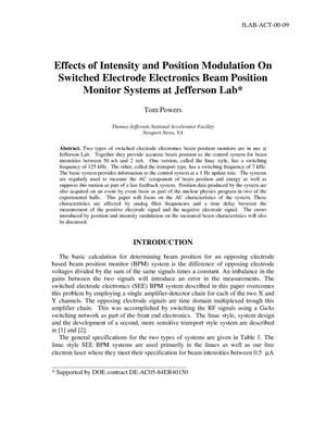Effects of Intensity and Position Modulation On Switched Electrode Electronics Beam Position Monitor Systems at Jefferson Lab