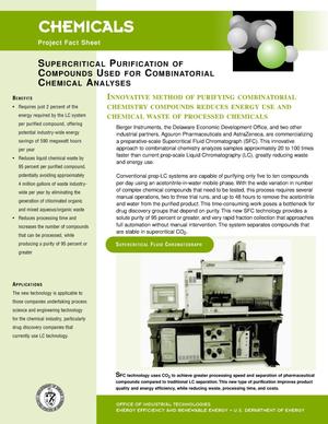 Supercritical Purification of Compounds Used for Combinatorial Chemical Analyses: NICE3 Chemicals Project Fact Sheet