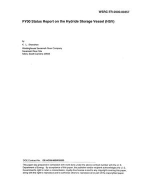 FY00 Status Report on the Hydride Storage Vessel (HSV)