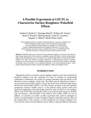 A possible experiment at LEUTL to characterize surface roughness Wakefield effects