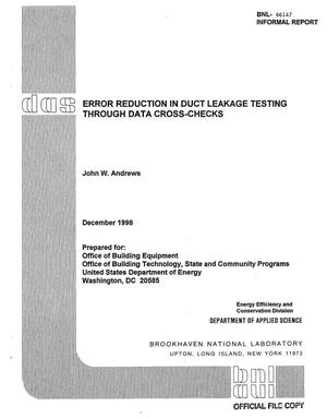 Error Reduction in Duct Leakage Testing Through Data Cross-Checks