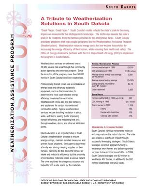 A Tribute to Weatherization Solutions in South Dakota: Weatherization Assistance Close-Up Fact Sheet