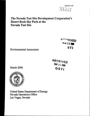Environmental Assessment and Finding of No Significant Impact: The Nevada Test Site Development Corporations's Desert Rock Sky Park at the Nevada Test Site