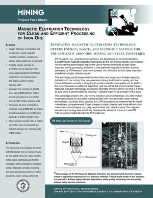 Magnetic Elutriation Technology for Clean and Efficient Processing of Iron Ore: NICE3 Mining Project Fact Sheet