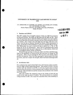University of Washington Lab Report to SNEAP, 1999