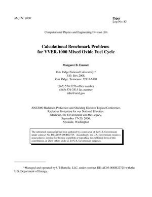 Calculational Benchmark Problems for VVER-1000 Mixed Oxide Fuel Cycle