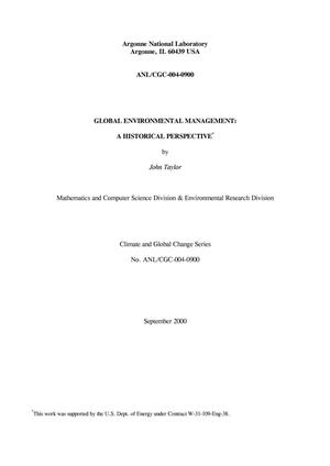 Global environmental management: a historical perspective.