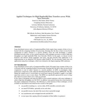 Applied techniques for high bandwidth data transfers across wide area networks