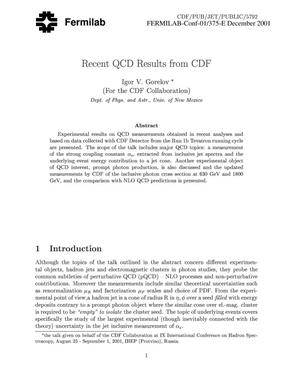Recent QCD results from CDF