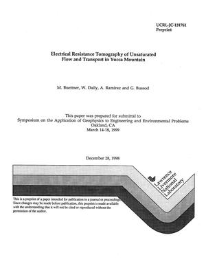 Electrical resistance tomography of unsaturated flow and transport in Yucca Mountain