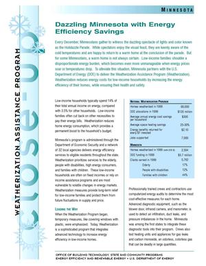 Dazzling Minnesota with Energy Efficiency Savings: Weatherization Assistance Close-Up Fact Sheet