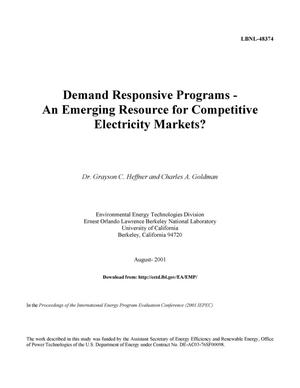 Demand responsive programs - an emerging resource for competitive electricity markets?