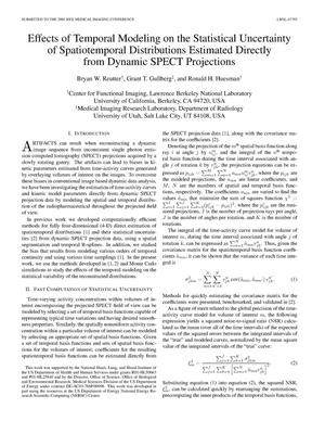 Effects of temporal modeling on the statistical uncertainty of spatiotemporal distributions estimated directly from dynamic SPECT projections