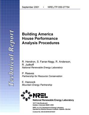 Building America House Performance Analysis Procedures
