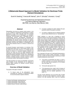 A Metamodel-Based Approach to Model Validation for Nonlinear Finite Element Simulations