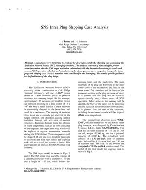 SNS Inner Plug Shipping Cask Analysis