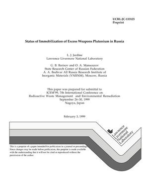 Status of immobilization of excess weapons plutonium in Russia