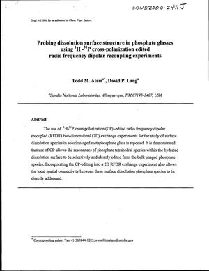 Probing Dissolution Surface Structure in Phosphate Glasses Using 1H-31 Cross-Polarization Edited Radio Frequency Dipolar Recoupling Experiments