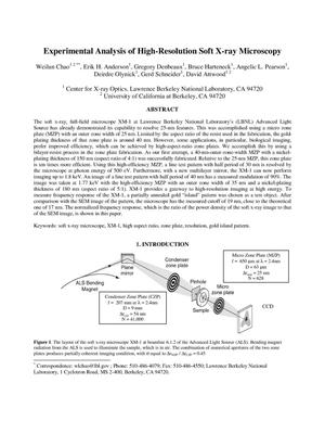 Experimental analysis of high-resolution soft x-ray microscopy