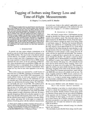 Tagging of Isobars Using Energy Loss and Time-of-flight Measurements