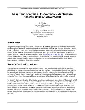 Long-term analysis of the corrective maintenance records of the ARM SGP CART.