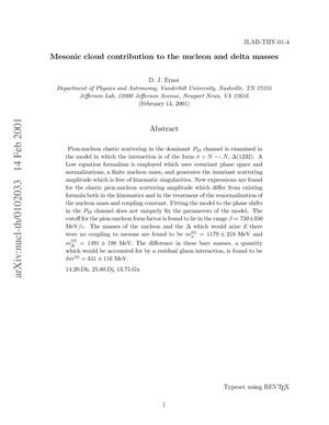 Mesonic cloud contribution to the nucleon and delta masses