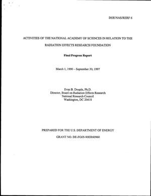 Activities of the National Academy of Sciences in relation to the Radiation Effects Research Foundation. Final progress report, March 1, 1990 - September 30, 1997