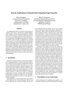 Security Implications of Typical Grid Computing Usage Scenarios
