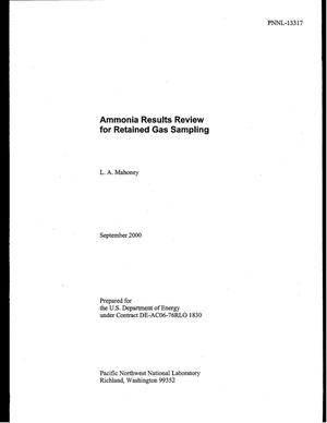 Ammonia Results Review for Retained Gas Sampling