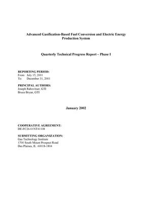 ADVANCED GASIFICATION-BASED FUEL CONVERSION AND ELECTRIC ENERGY PRODUCTION SYSTEM