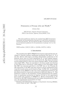 Polarization of prompt J/{psi} and {Upsilon}(nS).