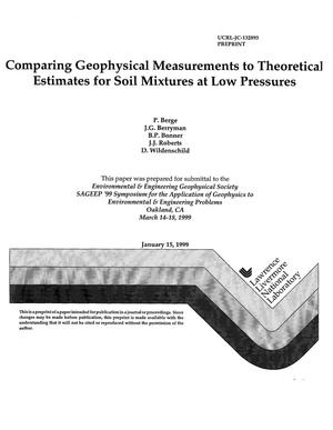 Comparing geophysical measurements to theoretical estimates for soil mixtures at low pressures