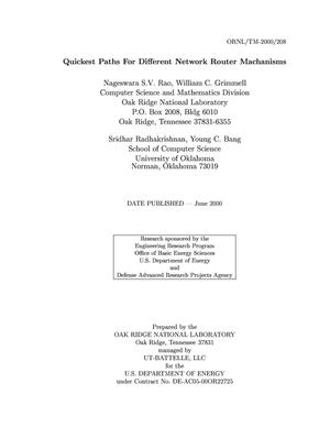 Quickest Paths for Different Network Router Mechanisms