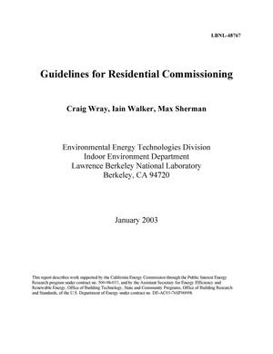 Guidelines for Residential Commissioning