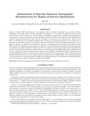 Optimization of Bayesian Emission tomographic reconstruction for region of interest quantitation