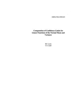 Computation of Confidence Limits for Linear Functions of the Normal Mean and Variance