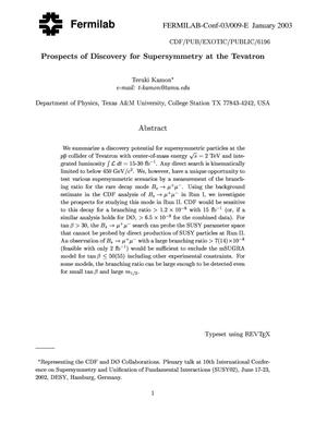 Prospects of discovery for supersymmetry at the Tevatron