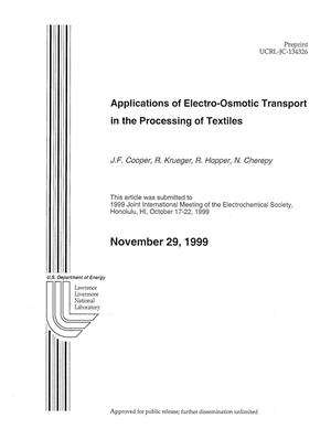 Applications of Electro-Osmotic Transport in the Processing of Textiles
