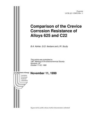 Comparison of the Crevice Corrosion Resistance of Alloys 625 and C22