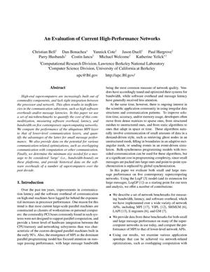 An evaluation of current high-performance networks