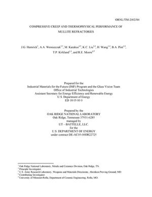 Compressive Creep and Thermophysical Performance of Mullite Refractories